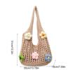 Simple Multicolor Flower Woven Bag Hollow Bohemian Style Knitting Tote Bag Large Capacity Handbag Hollow Shoulder Bag Seaside