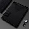 Men's Casual V-Neck Solid Color Knit Sweater - Autumn/Winter Long Sleeve Base Layer