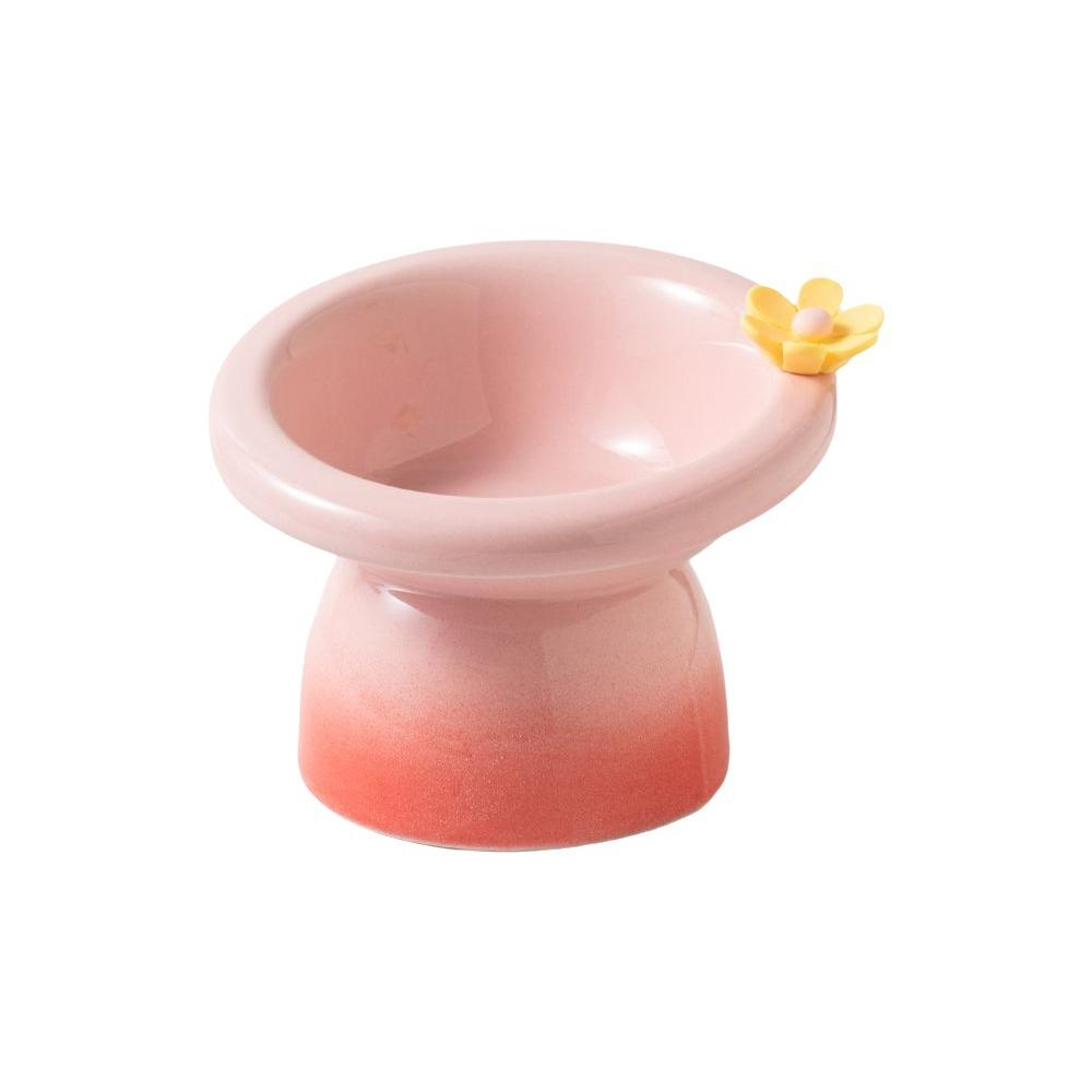 Flower Pet Food Water Bowl Ceramic Pet Food Dispenser Easy To Clean Elevated Cat Bowl  Wet Dry Food