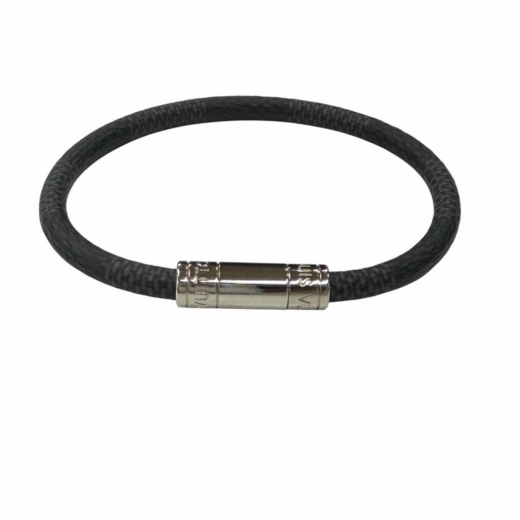 Great LOUIS VUITTON bracelet Damier Graphite Bracelet Keep It Bangle M6609E Used