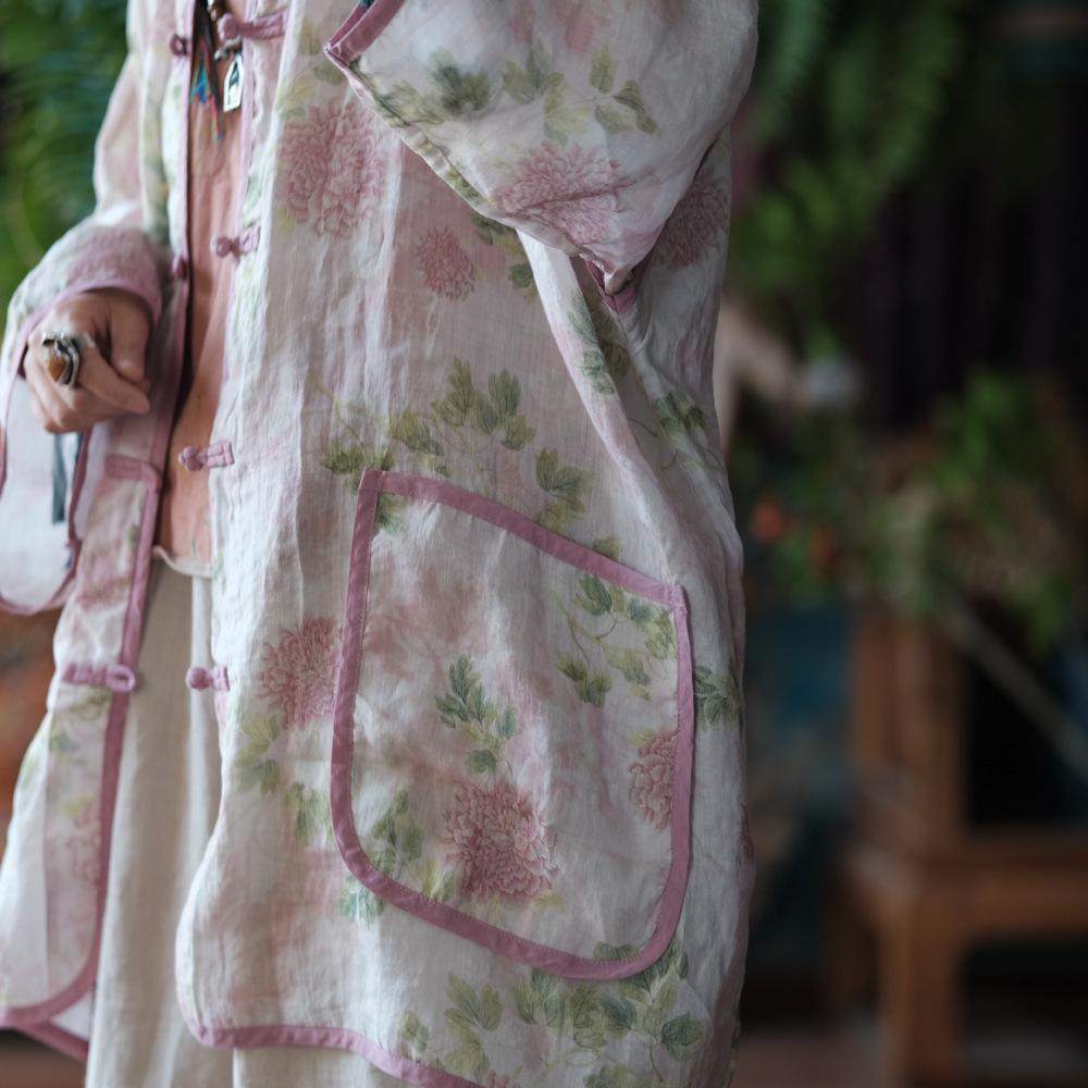Ancient Clay Artistic Linen Sun Protection Women's High-End Cardigan 2156 Hazy