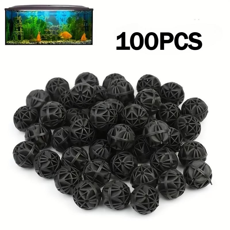 

100pcs Black Bio Balls for Aquariums & Ponds - PP Material, Enhances Biological Filtration, For Fish Tanks, Water Purification