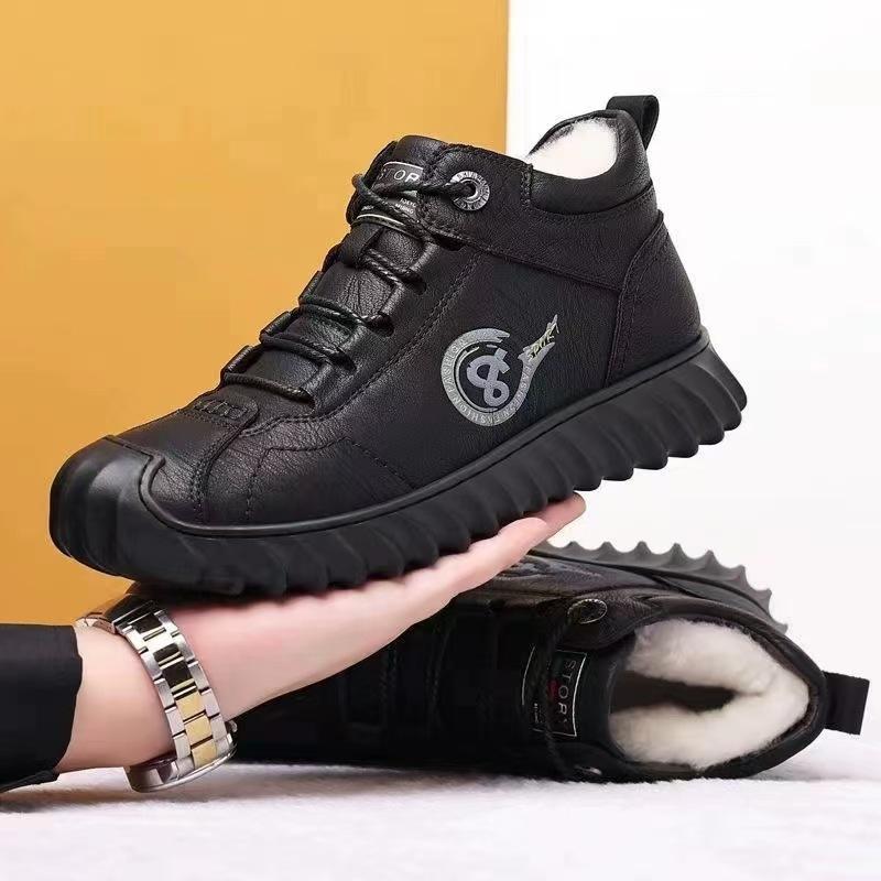 Men's Cotton Shoes Winter  Snow Resistant Work Boots Comfortable Outdoor Men's Casual Fur Ankle Boots