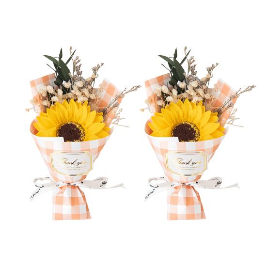 1/2Pcs Mini Fake Rose Sunflower Bouquet Handcrafted Soap Flower Petals Artificial Floral Decoration Valentine's Day Anniversary Birthday Romantic Gift