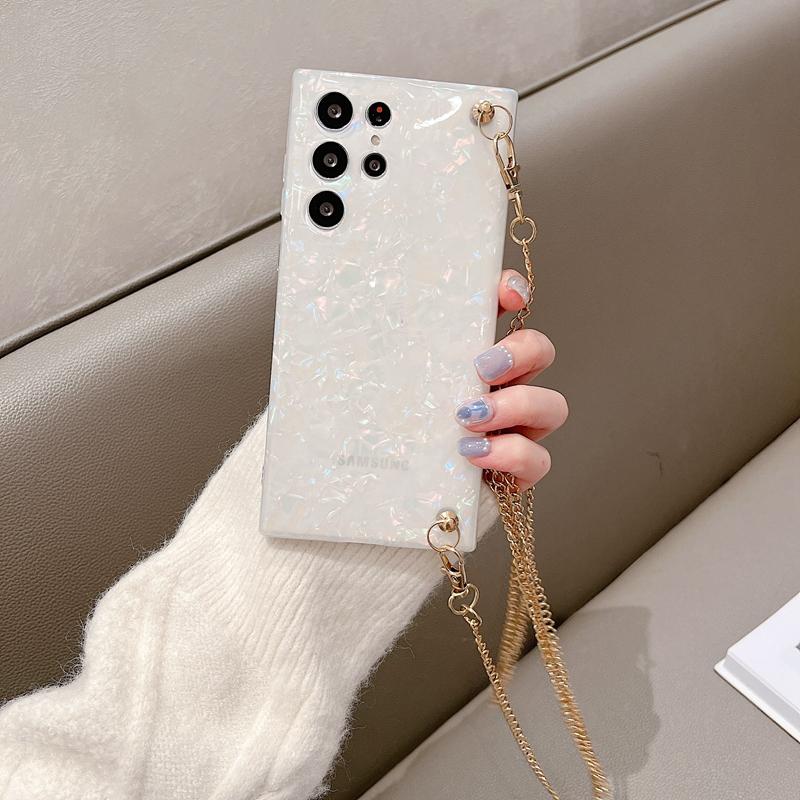 Luksusowa perłowa bransoletka na nadgarstek Chian etui do Samsung Z flip 3 Z krotnie 4 S23 S22 S21 Ultra S20 Fe S10 S9 S8 A14 A34 A54 A13 A23 A33 A53 A12 A22 A32 A52