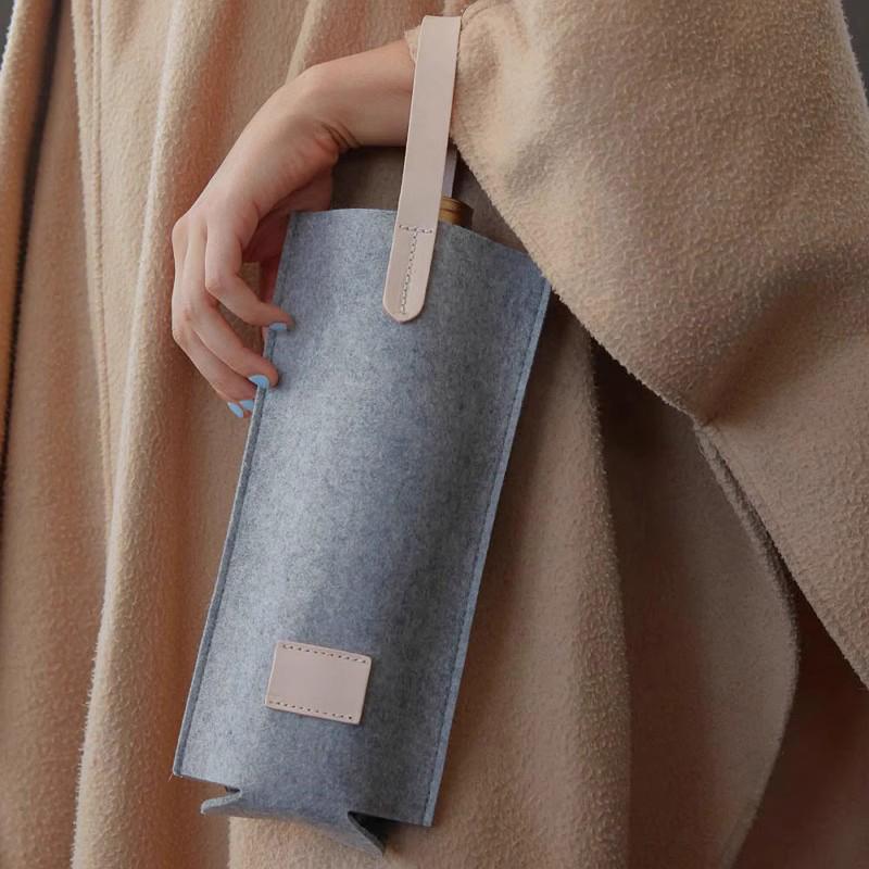 Wine Bag Felt Single Bottle Insulated Tote Bottle Wine Carrier Bag Padded Wine Cooler Gift For Wine Lovers Or Wedding
