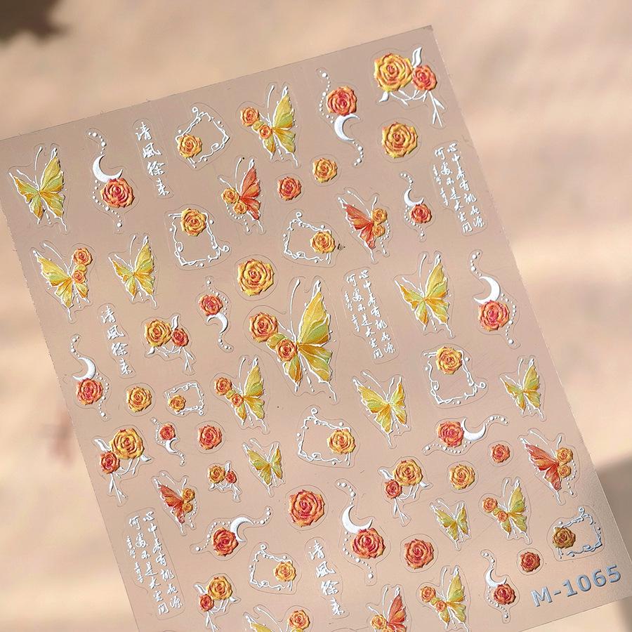 

Ferro Children s 3D Butterfly & Forsythia Embossed Stickers M1065 - New Nail Decoration
