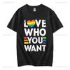 Funny Birthday Gift Love Who You Want Gay Pride LGBT Tshirt Men Women Rainbow LGBTQ TShirt Lovers Gift Graphic Tee Cotton Tops