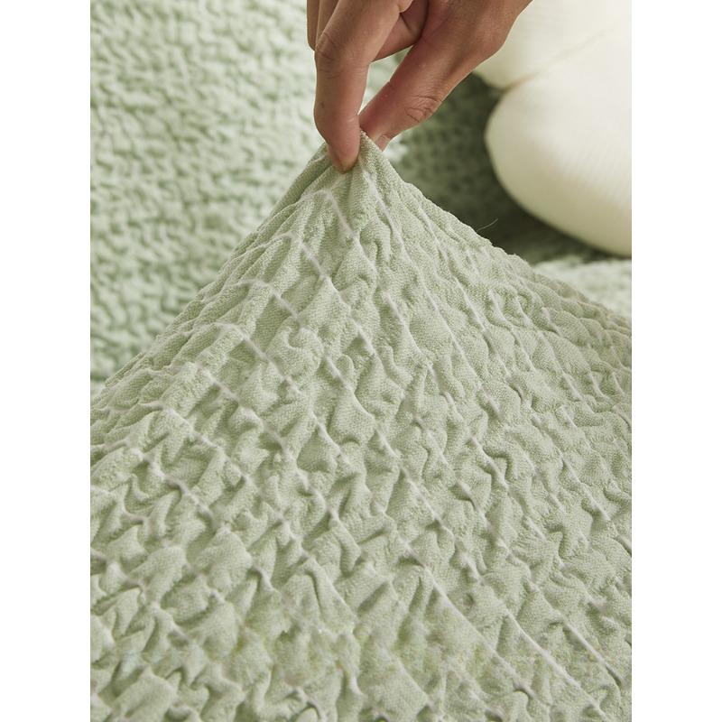 Husă de Sofa Seersucker Verde Proaspăt Universală pentru Toate Sezoanele Husă Dintr-o Bucată Complet Înfășurată Anti-Zgârieturi Sofă Elastică