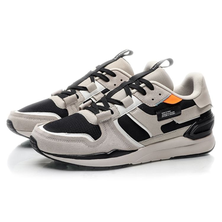 Li-Ning Shock Absorbing Non-Slip Wear-Resistant Low-Top Running Shoes Men sneakers Cloud-Rain-Gray AGCP221-4