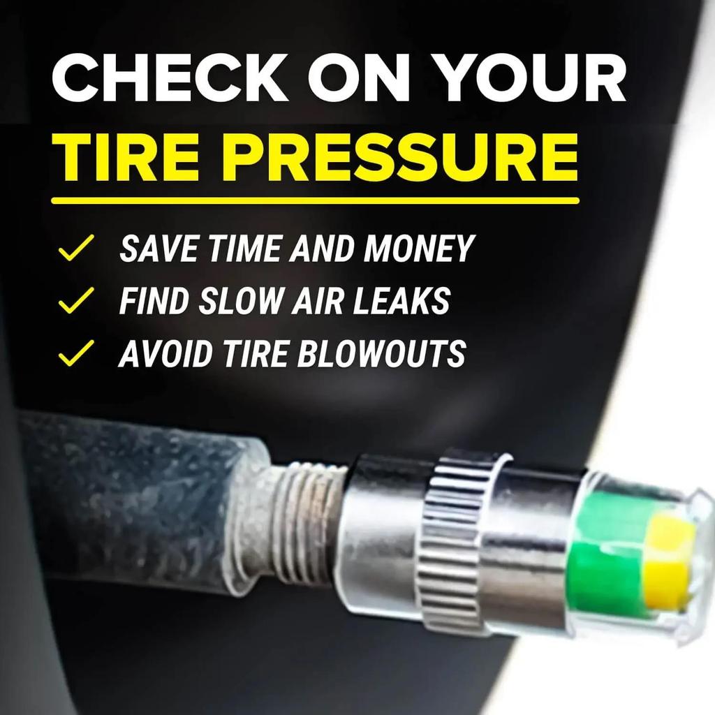 4PCS Car Tire Pressure Caps Tire Valve Cap with Pressure Indicator Tyre Pressure Monitor Valve Caps Air Alert Auto Accessories Tire Chucks 1