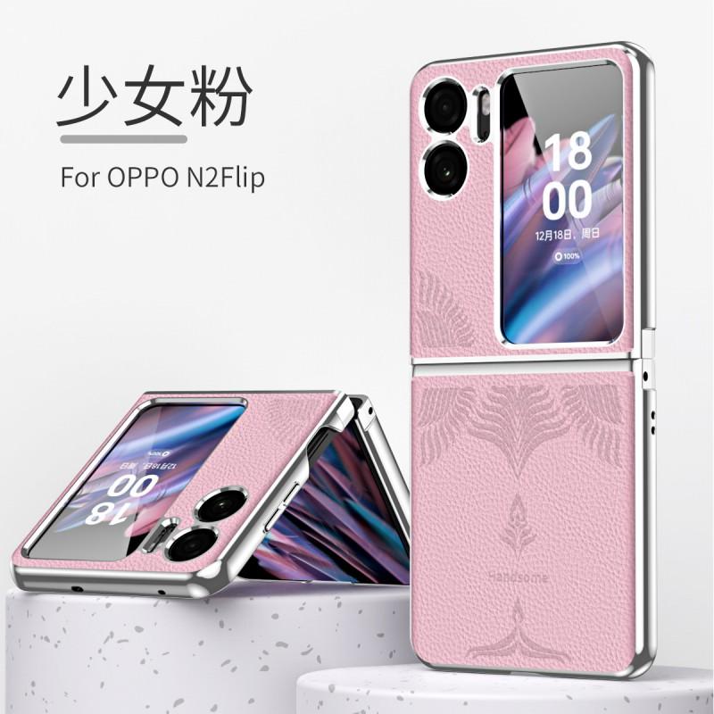 Premium Kunstleder Hülle für OPPO Find N2 Flip Vollständige Abdeckung Galvanisiert Geprägtes Design Stoßfest Kratzfest