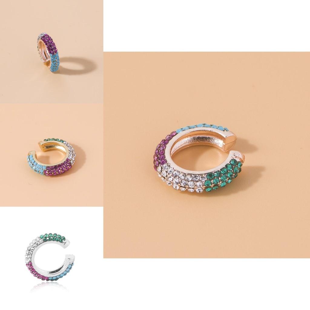 European American Style Geometric Earrings With Colorful Rhinestones Fashion