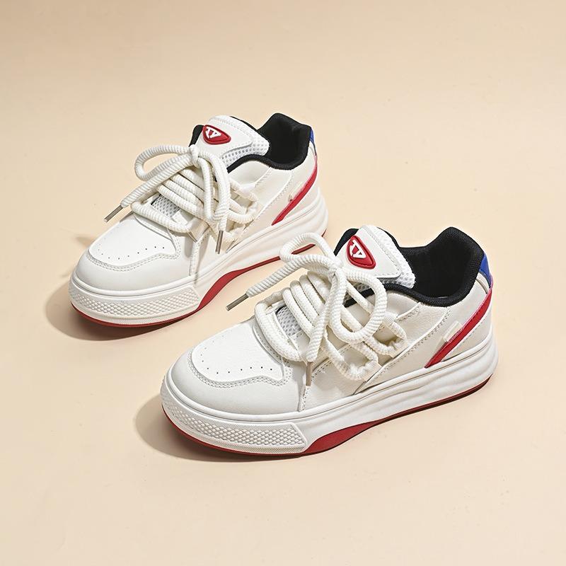 Platform White Shoes Women's New Heightening Versatile Casual Board Shoes Niche Retro Contrasting Sports Dad Trendy Shoes