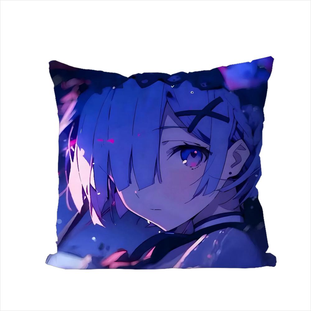 ReZero Rem Pillow Case For Car Sofa Decorative Home Doublesided Print Plush Square Throw Pillow Cushion Cover