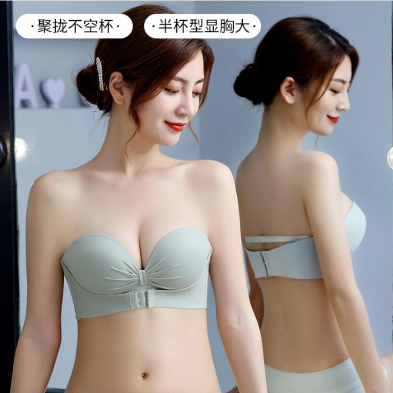 Strapless Push-Up Bra With Bow Detail S синий