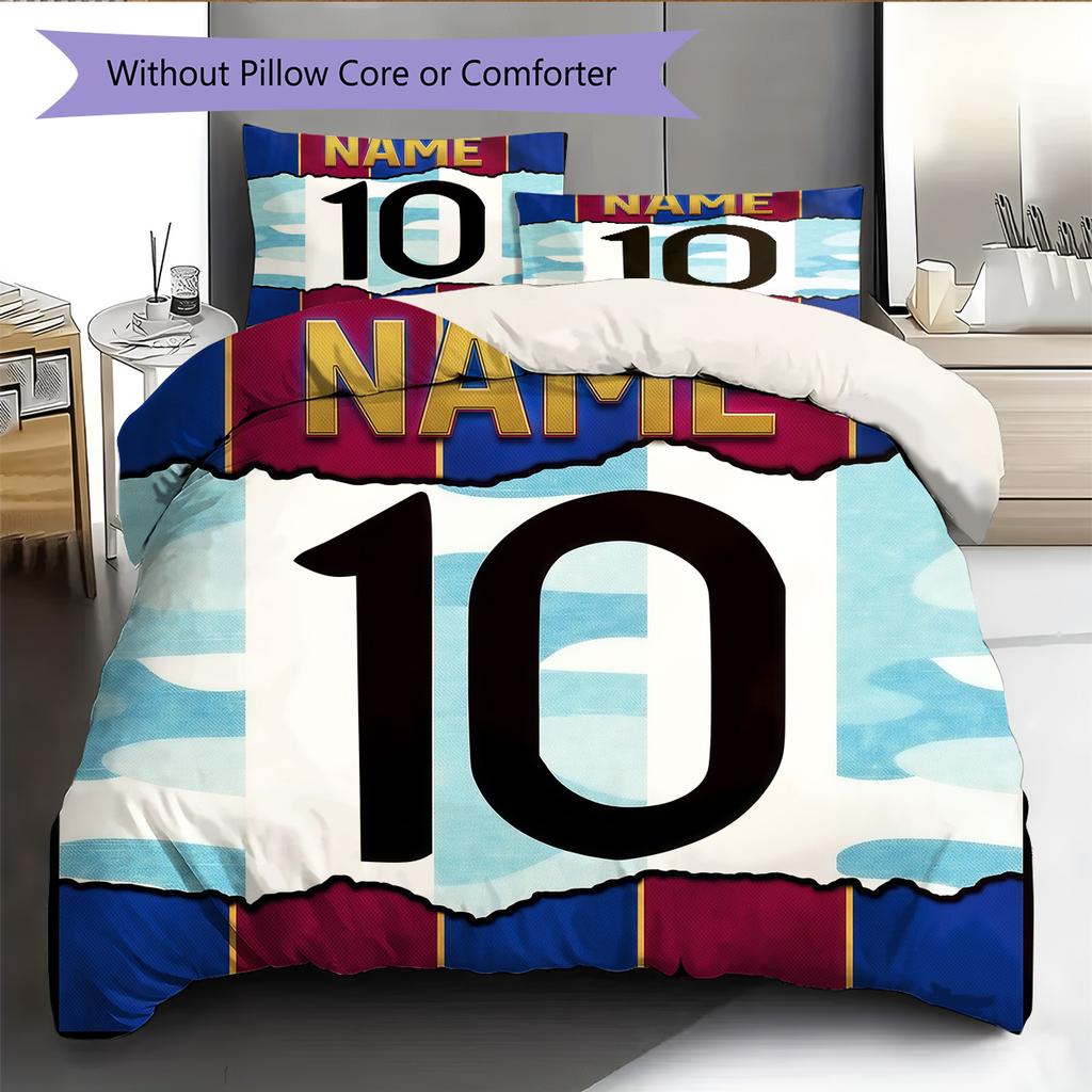 Custom Name Lionel Messi Pattern Bedding Quilt Set Home Decoration Gift (1 * duvet cover + 2 * pillowcase without core)