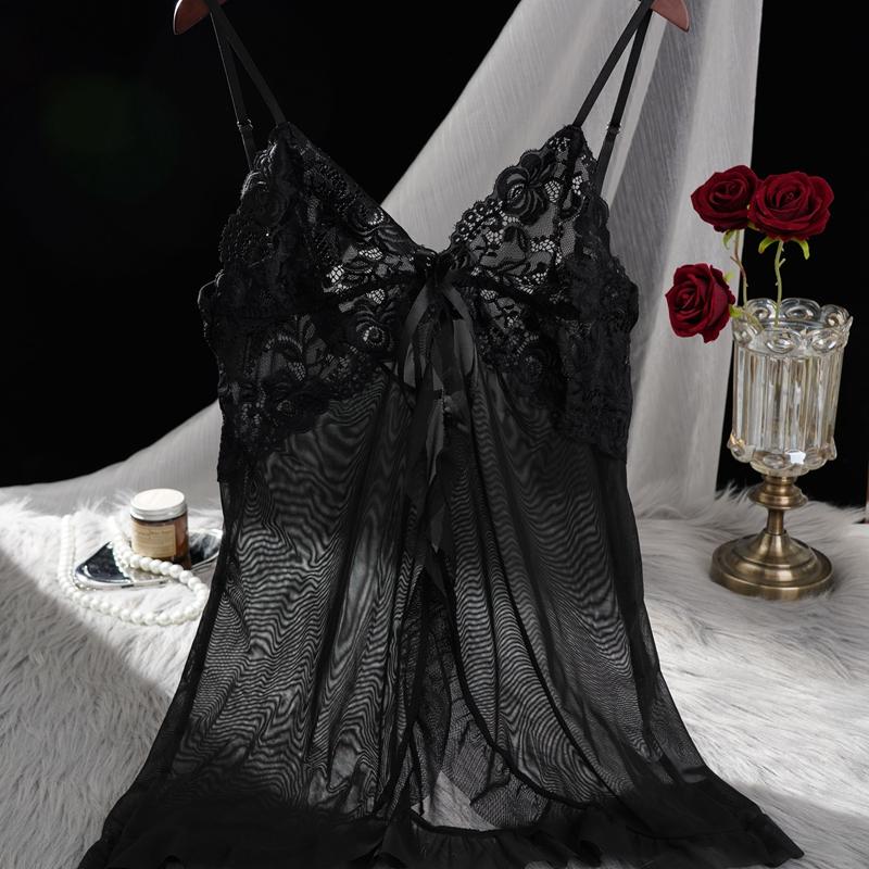 Sexy Mesh V-neck Light Lace Camisole Nightgown Erotic Lingerie Multi-coloured