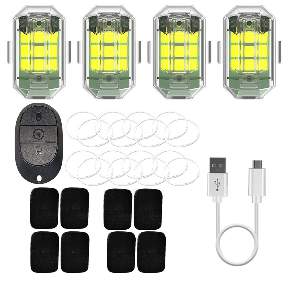 4pcs Drone Strobe Light USB Charging M3 Turn Signal Indicator Waterproof 3.7V 350mAh High Brightness for Motorcycle Bike Drones