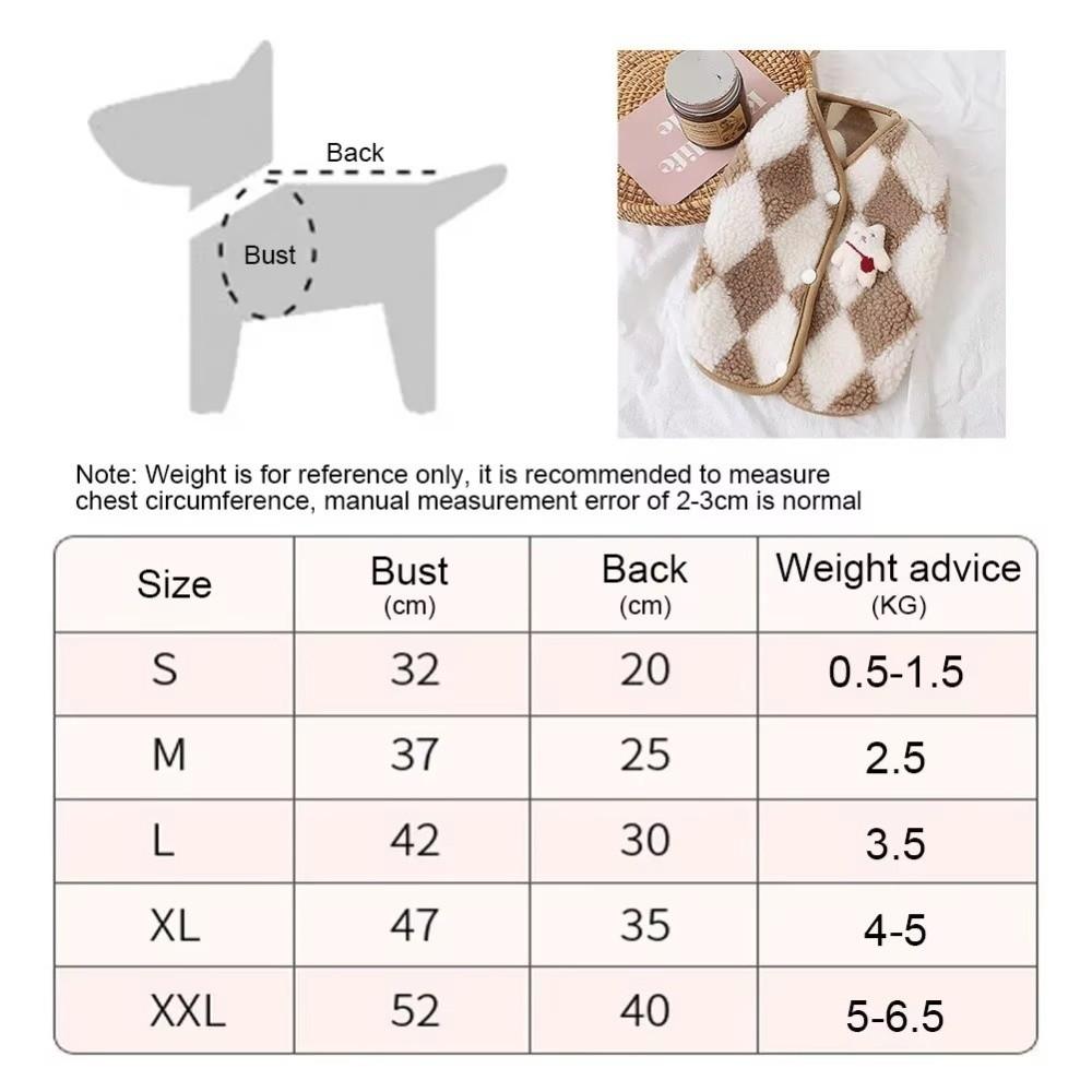 Winter Warm Pet Puppy Clothes Plaid Fleece Pet Outfits Coat Jack Dog Clothes Yorkies Costume Cute Bear Vest Dogs Clothing