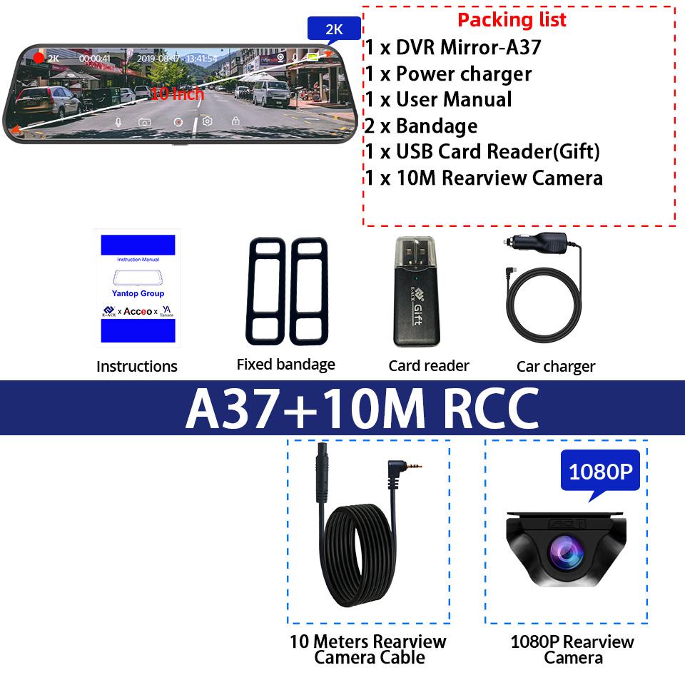 E-ACE Auto Dvr Kamera 10'' Touchscreen Streaming Rückspiegel Dash Cam 1080P Video Recorder Unterstützung Rückansicht