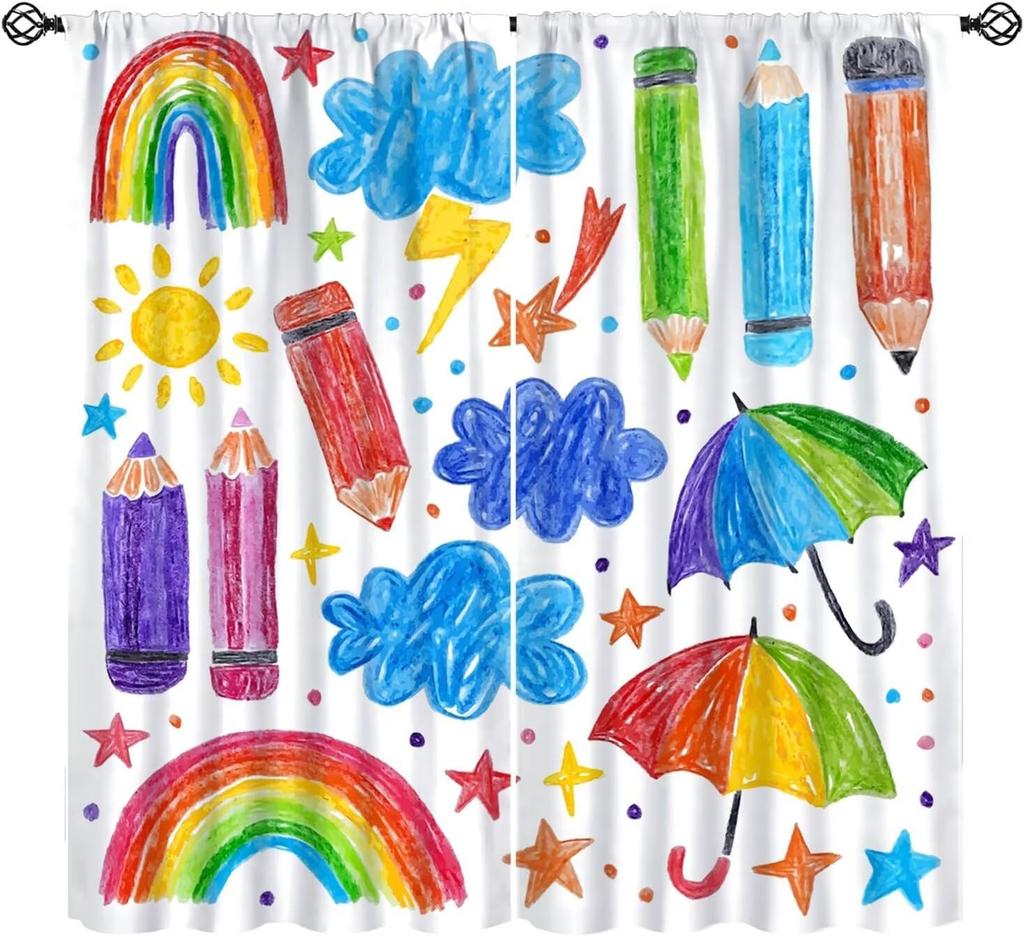 Abc Classroom Curtains Kids Curtains Colorful Cartoon Dinosaur Alphabet Learning Boys Girls Window Treatments Toddler Bedroom