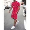 Neues Sommer-Set für Herren Entenküken-Print T-Shirt mit atmungsaktiver Kordelzug-Shorts Outdoor Mode Streetwear Zweiteiliges Set