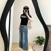 2026 Summer Chic Plaid Print Retro Tee - Short Sleeve, Slim Fit, Fairy Style