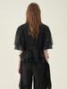 CAHIERS Black Sequin Cotton Silk Cape Tiered Frill Blouse
