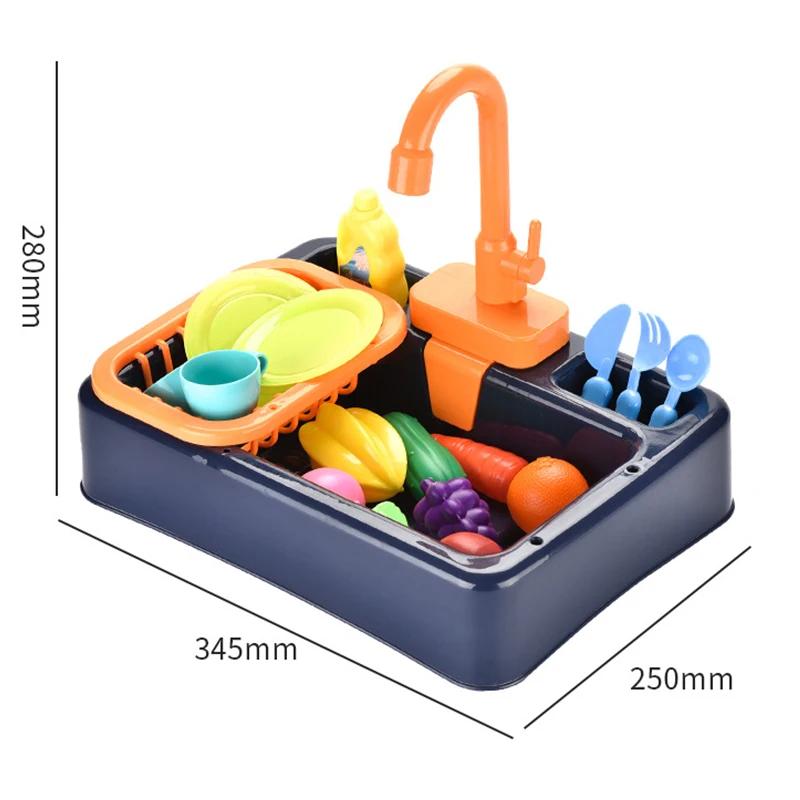 Kids Kitchen Toys Pretend Simulation Electric Dishwasher Child Kitchen Wash Basin Sink Role Playing Toys for Kids Girls Gifts