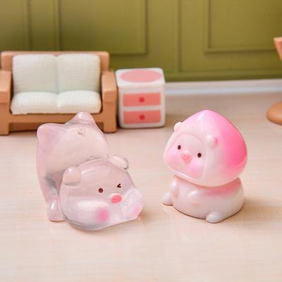 Miniature Pig Figurine Mini Pink Piggy Figure Cartoon Resin Animal Cake Toppers for DIY Fairy Garden Moss Landscape Terrarium Potted Plant