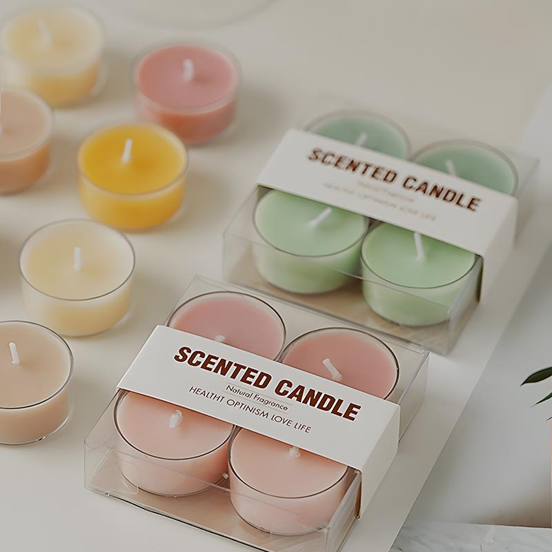 4pcs/set Natural Beeswax Soybean Wax Scented Candles Aromatherapy Tea Lights Wedding Home Bar Hotel Decor Fragrance Candle