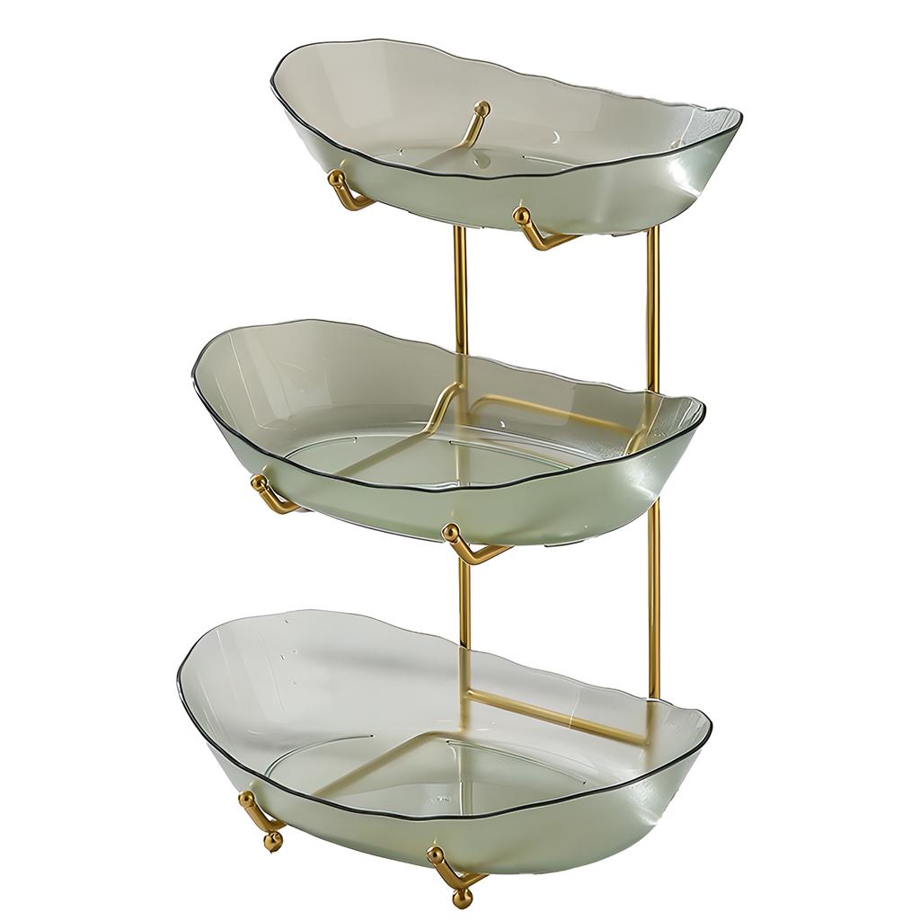 Fruit Bowl for Kitchen Counter 3 Tier Acrylic Fruit Basket with Serving Bowls and Metal Stand