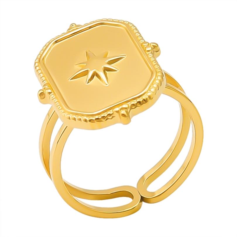 Neuer Offener Verstellbarer Ring Blatt Schlange Herz Echt Vergoldeter Edelstahl Ringe Für Frauen Männer Zubehör Mehrschichtiger Schmuck