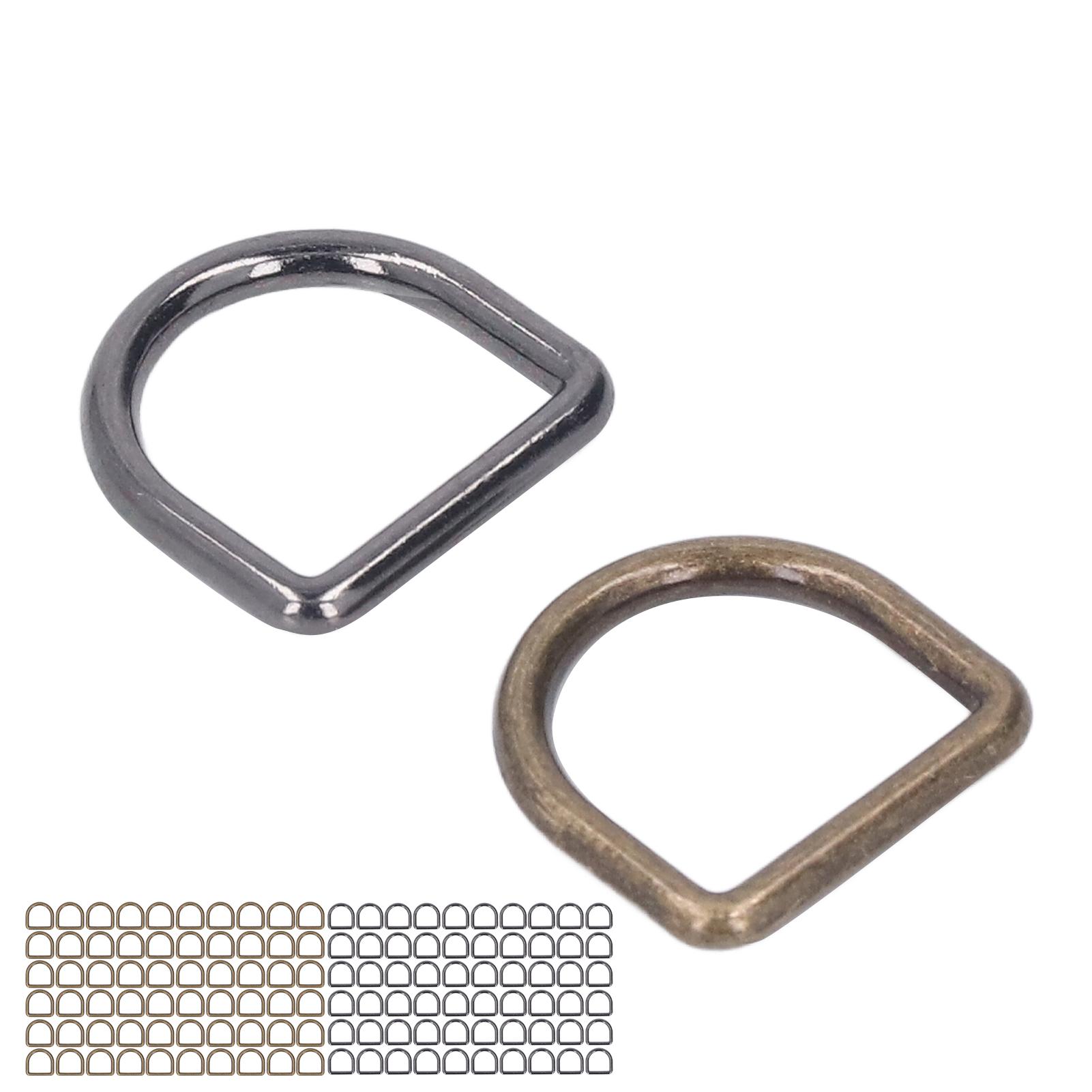 

120 шт. Металлические D-образные кольца бронзового и серебристо-черного цвета, глянцевые, нержавеющие, металлические, маленькие D-образные кольца для одежды
