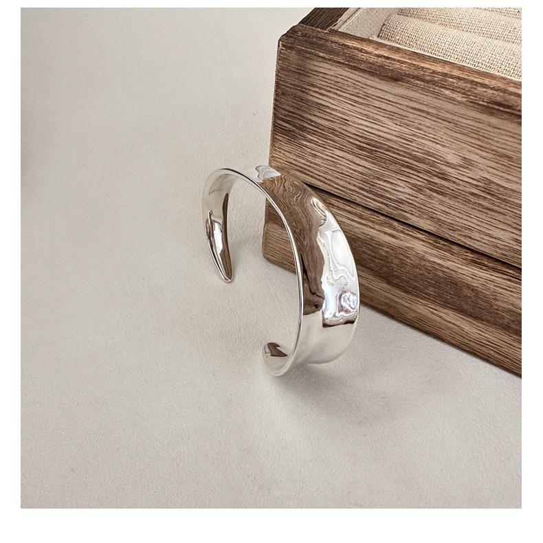 S925 Sterling Silver Textured Curved Ring - Korean Style Fashionable Jewelry