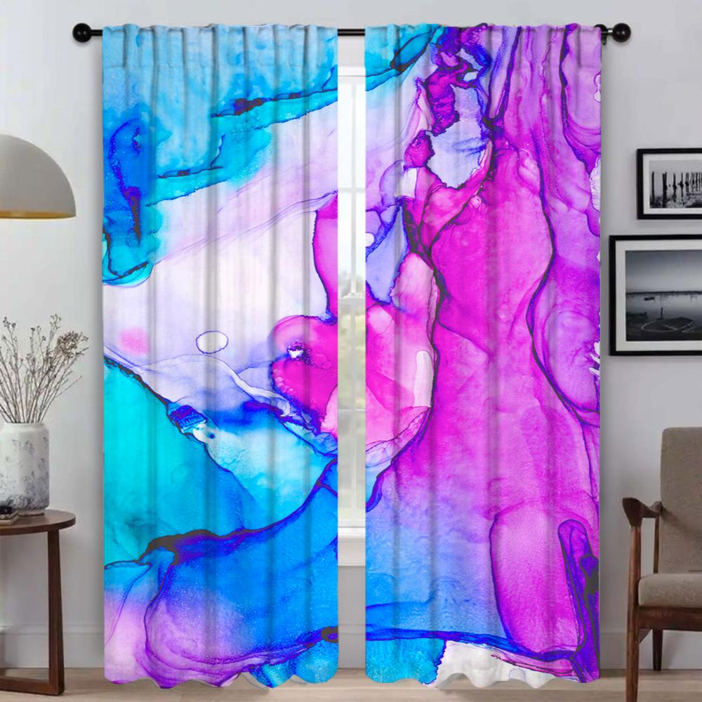 M-MarbleS Curtains for Living Room Curtain for Room 2 Panel Halloween Decoration Home Interior Curtains Partition Kitchen Camera