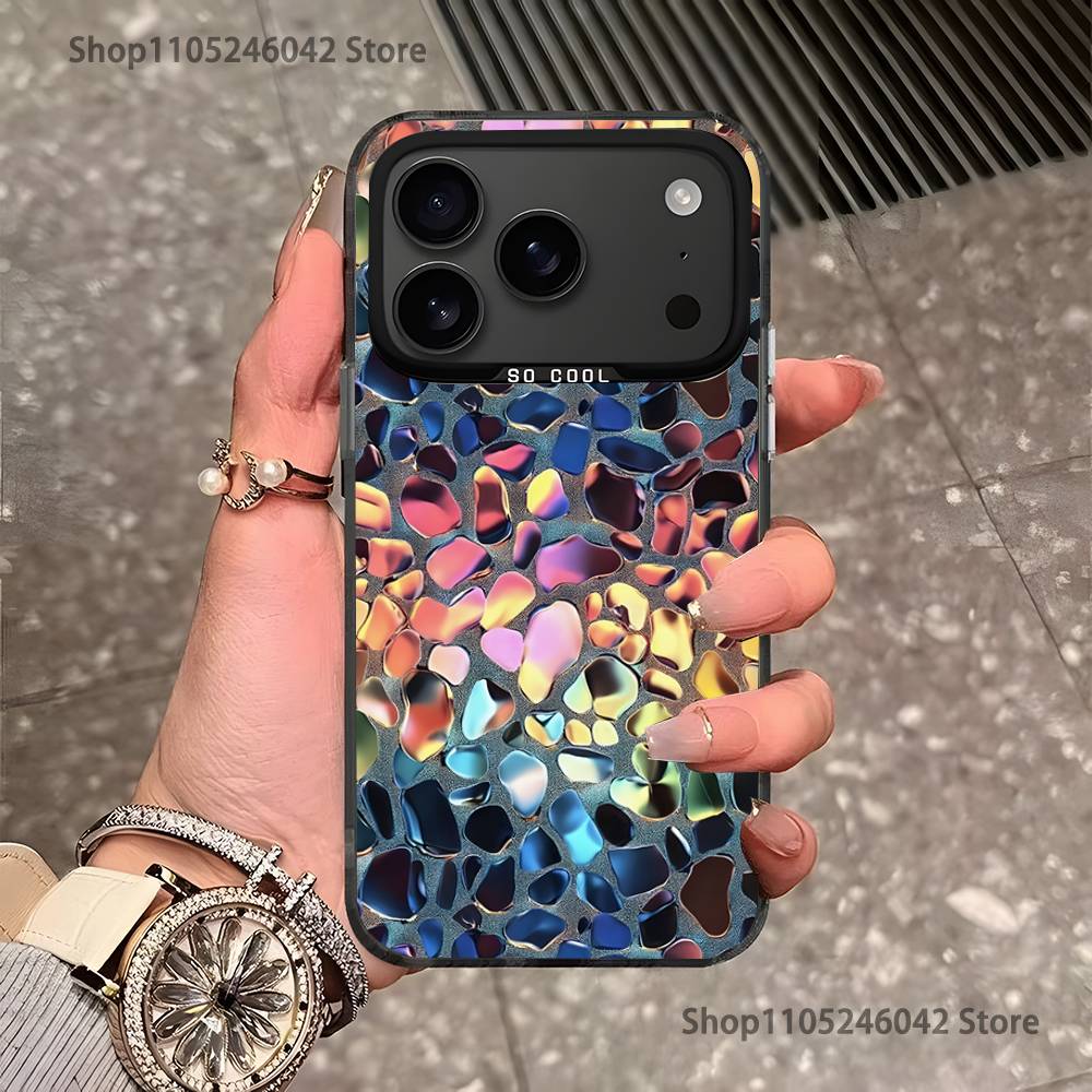 Colorful Glass For iPhone 17,16,15,14,13,12,11,Pro,MAX,Plus Black Shockproof Candy Matte Cover