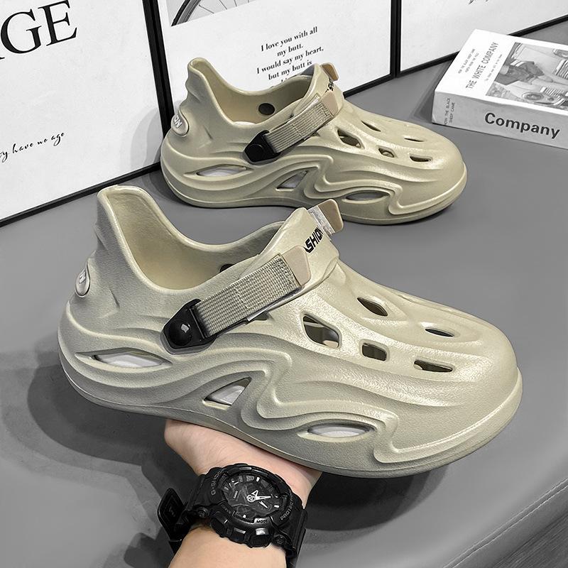 

Взуття з дірками чоловічі літні нові модні повсякденні спортивні сандалі парний стиль відчуття наступання на лайно пляжні круті шльопанці 45 хакі