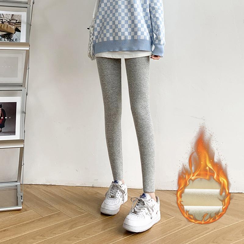 Autumn and winter new polished threaded leggings women can wear high-waisted long johns slim-fitting and thin high-elastic warm long pants