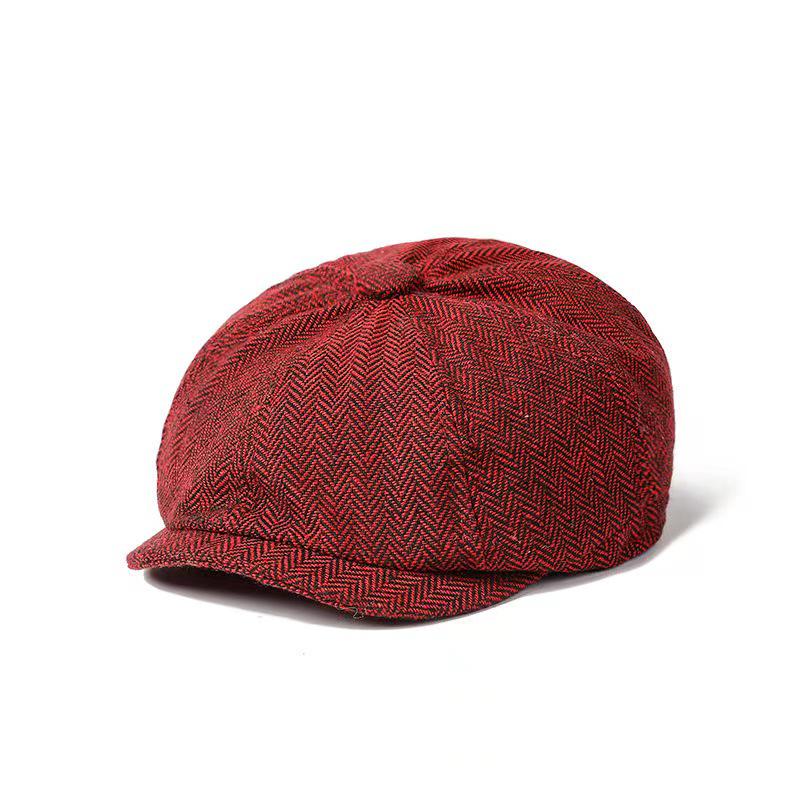 Herren Fischgräten Elastische Baskenmütze - Frühling/Herbst Retro Schiebermütze Malermütze
