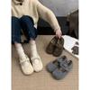 Mao Mao Shoes Wear Korean Version Fairy Wind Velvet Warm Cotton Shoes Flat Mary Jane Doudou Shoes In Winter