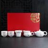 White Ceramic Kung Fu Tea Set with Bamboo Leaf Design