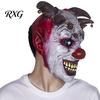 Scary Halloween Clown Mask Devil Horns Mask, with Bell Decor, Breathable Comfortable Costume Accessories for Latex Headgear, Adult Cosplay Props