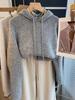 Women’s Korean-Style Gray Hooded Knit Sweater – Soft, Cozy, and Perfect for Autumn/Winter