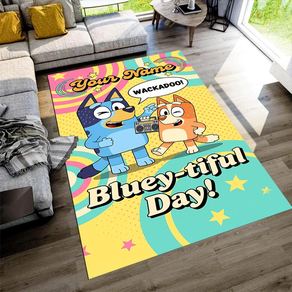 Bluey Personalized Text Carpet Perfect for Dormitory Outdoor Living Rooms Game Room Anti-slip Rug Office Home Decor