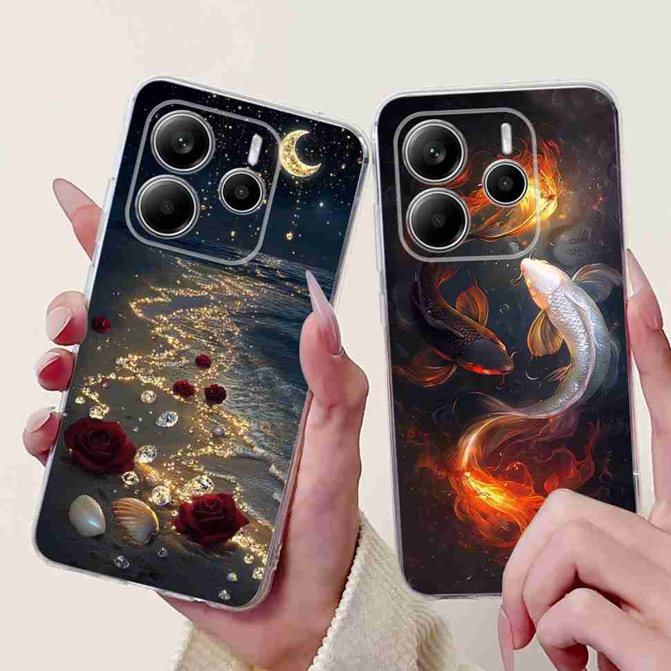 For Xiaomi Redmi Note 14 Pro 5G Case Beautiful Flower Heart Cover Soft Silicone Casing For Redmi Note 14 Note14 4G Cover Coque