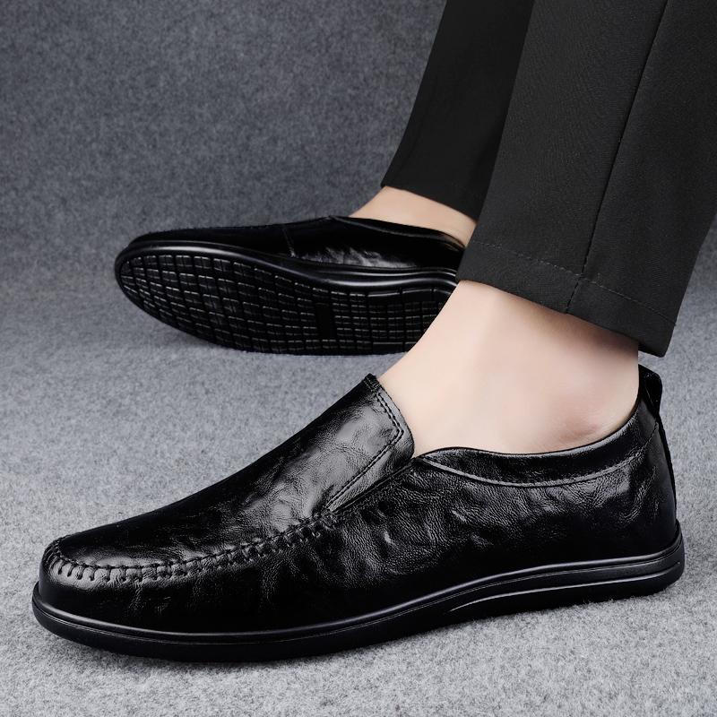 Fashion Fashion Genuine Leather Casual Shoes 2025 New Men Flats Slip-on Men's Dress Loafers Spring Autumn Soft-soled Male Driving Shoes