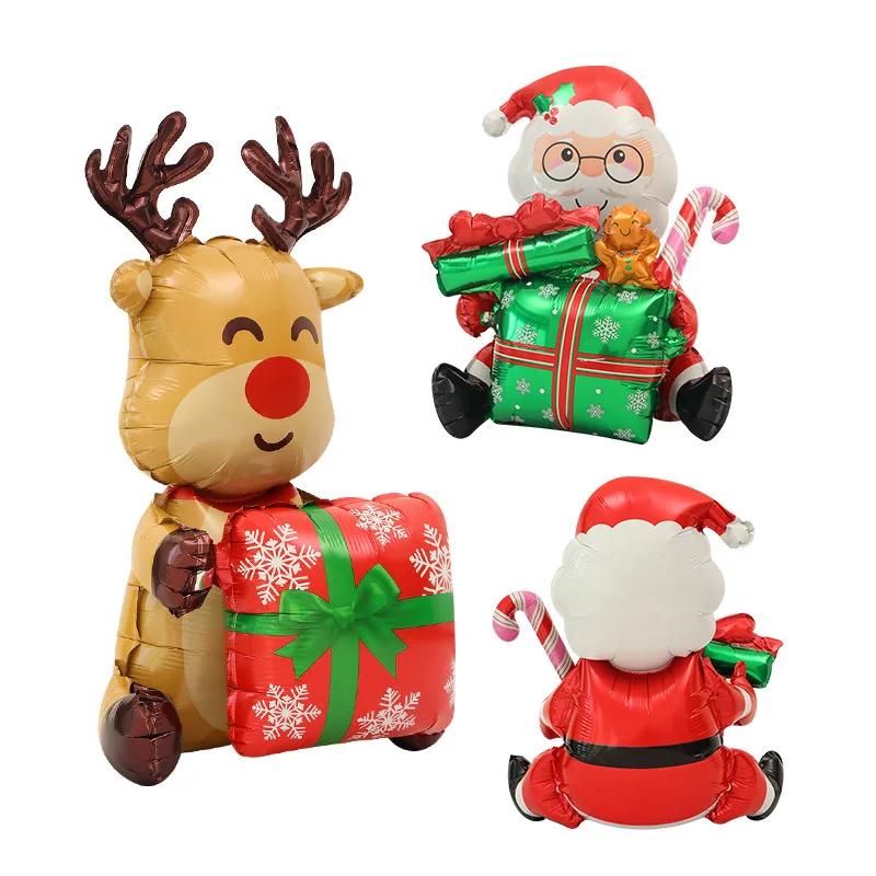 Large Christmas Snowman Foil Balloon Standing Christmas Tree Balloon Santa Claus Gift Box Balloon Christmas Party Decors