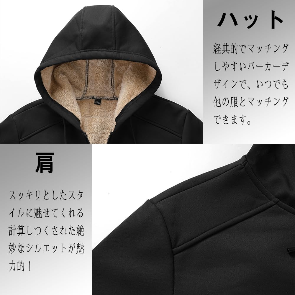 Breelay Winter Hoodie and Pants Long Casual Size Winter Men's Set, Fleece-Lined Jersey, Sleeve, Thick, Warm, Hooded, Zip-Up Hoodie, Outerwear, Pants,